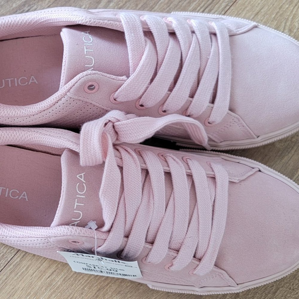 Nautica Womens Steam JW2000 Pink Sneakers Shoes Suede Lace Up Low Top Size 7.5